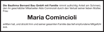 Traueranzeige von Maria Comincioli von Dolomiten