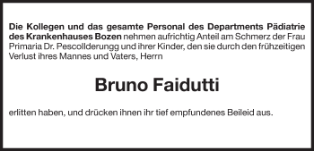 Traueranzeige von Bruno Faidutti von Dolomiten