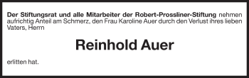 Traueranzeige von Reinhold Auer von Dolomiten