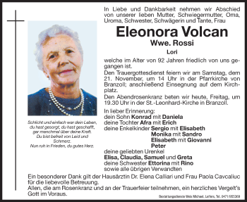 Traueranzeige von Eleonora Rossi von Dolomiten