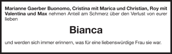 Traueranzeige von Bianca  von Dolomiten