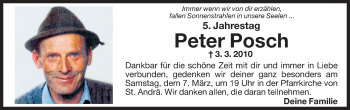 Traueranzeige von Peter Posch von Dolomiten