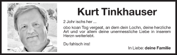 Traueranzeige von Kurt Tinkhauser von Dolomiten