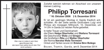 Traueranzeige von Philipp Torresani von Dolomiten