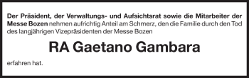 Traueranzeige von Gaetano Gambara von Dolomiten