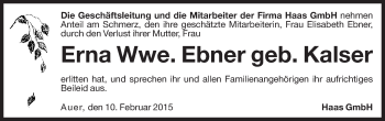 Traueranzeige von Erna Ebner von Dolomiten