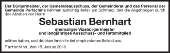 Traueranzeige von Sebastian Bernhart von Dolomiten