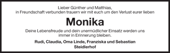 Traueranzeige von Monika  von Dolomiten