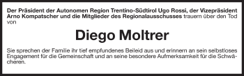 Traueranzeige von Diego Moltrer von Dolomiten