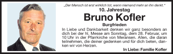 Traueranzeige von Bruno Kofler von Dolomiten