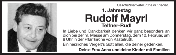 Traueranzeige von Rudolf Mayrl von Dolomiten