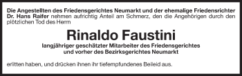 Traueranzeige von Rinaldo Faustini von Dolomiten
