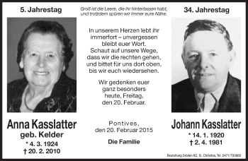 Traueranzeige von Anna Kasslatter von Dolomiten