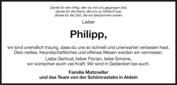 Traueranzeige von Philipp Hofer von Dolomiten