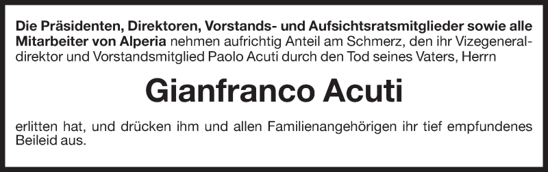  Traueranzeige für Gianfranco Acuti vom 08.03.2016 aus Dolomiten