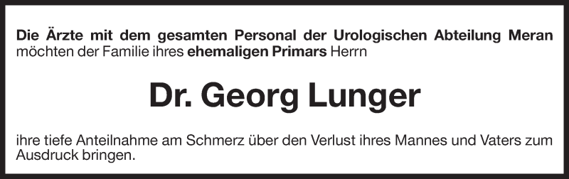  Traueranzeige für Georg Lunger vom 12.03.2015 aus Dolomiten