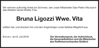 Traueranzeige von Bruna Vita von Dolomiten