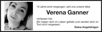 Traueranzeige von Verena Ganner von Dolomiten