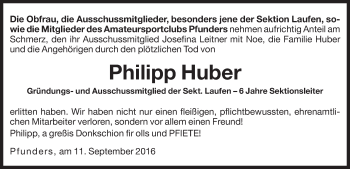 Traueranzeige von Philipp Huber von Dolomiten