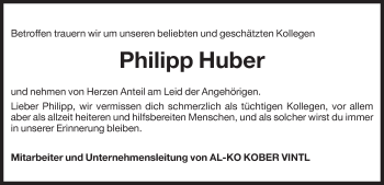 Traueranzeige von Philipp Huber von Dolomiten