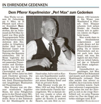 Traueranzeige von Maximilian Kinzner von Athesia Dolmiten