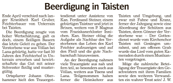 Traueranzeige von Karl Gruber von Athesia Dolmiten