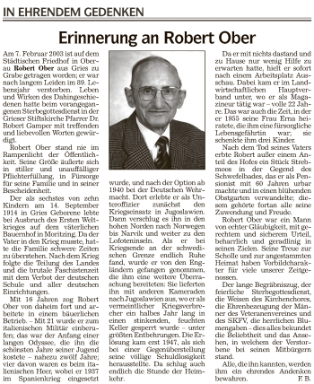 Traueranzeige von Robert Ober von Athesia Dolmiten