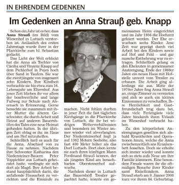 Traueranzeige von Anna Strauß von Athesia Dolmiten