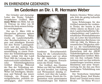 Traueranzeige von Hermann Weber von Athesia Dolmiten