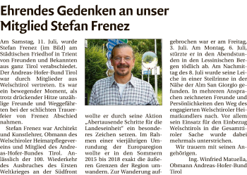 Traueranzeige von Stefan Frenez von Athesia Dolmiten