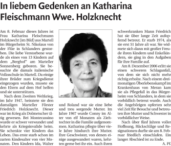Traueranzeige von Katharina Holzknecht von Athesia Dolmiten