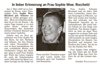 Traueranzeige von Sophie Rocchetti von Athesia Dolmiten