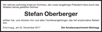 Traueranzeige von Stefan Oberberger von Dolomiten