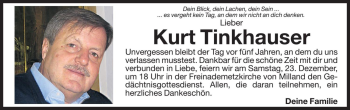 Traueranzeige von Kurt Tinkhauser von Dolomiten