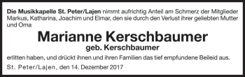 Traueranzeige von Marianne Kerschbaumer von Dolomiten