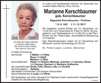 Traueranzeige von Marianne Kerschbaumer von Dolomiten