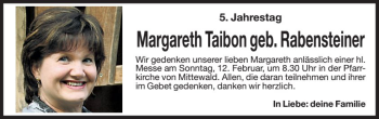 Traueranzeige von Margareth Taibon von Dolomiten