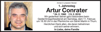 Traueranzeige von Artur Conrater von Dolomiten