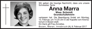Traueranzeige von Anna Schmidt von Dolomiten