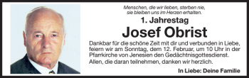 Traueranzeige von Josef Obrist von Dolomiten
