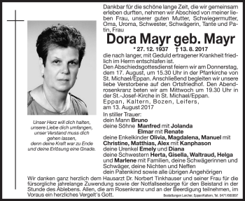 Traueranzeige von Dora Mayr von Dolomiten
