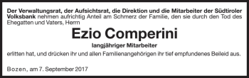 Traueranzeige von Ezio Comperini von Dolomiten