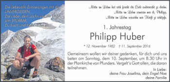 Traueranzeige von Philipp Huber von Dolomiten