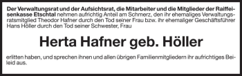 Traueranzeige von Herta Hafner von Dolomiten