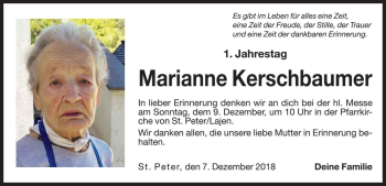 Traueranzeige von Marianne Kerschbaumer von Dolomiten