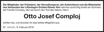 Traueranzeige von Otto Comploj von Dolomiten