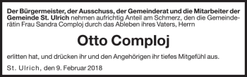 Traueranzeige von Otto Comploj von Dolomiten