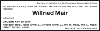 Traueranzeige von Wilfried Mair von Dolomiten