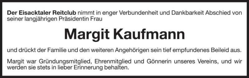  Traueranzeige für Margit Kaufmann vom 28.04.2018 aus Dolomiten