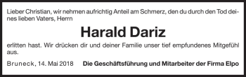 Traueranzeige von Harald Dariz von Dolomiten